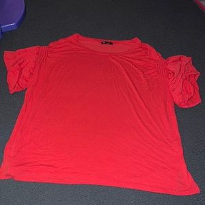 Hot pink top with ruffle sleeves